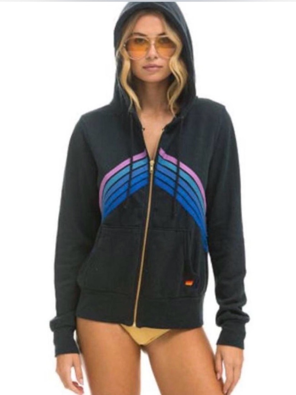 Chevron Stripe Zip Hoodie